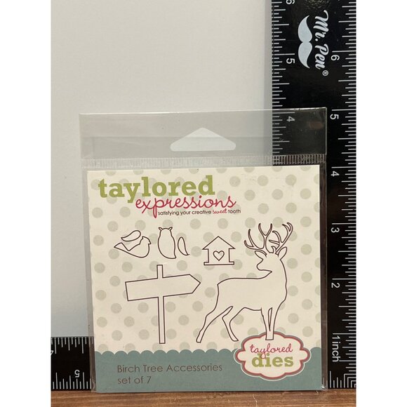 HTF Taylored Expressions TE180 Birch Tree Accessories Dies Set Of 7 DEER BIRD - Picture 2 of 3
